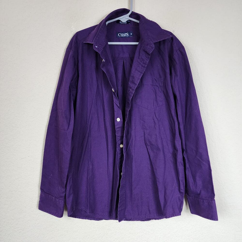 Kids Size 12 Chaps Dark Purple Long Sleeve Shirt Top